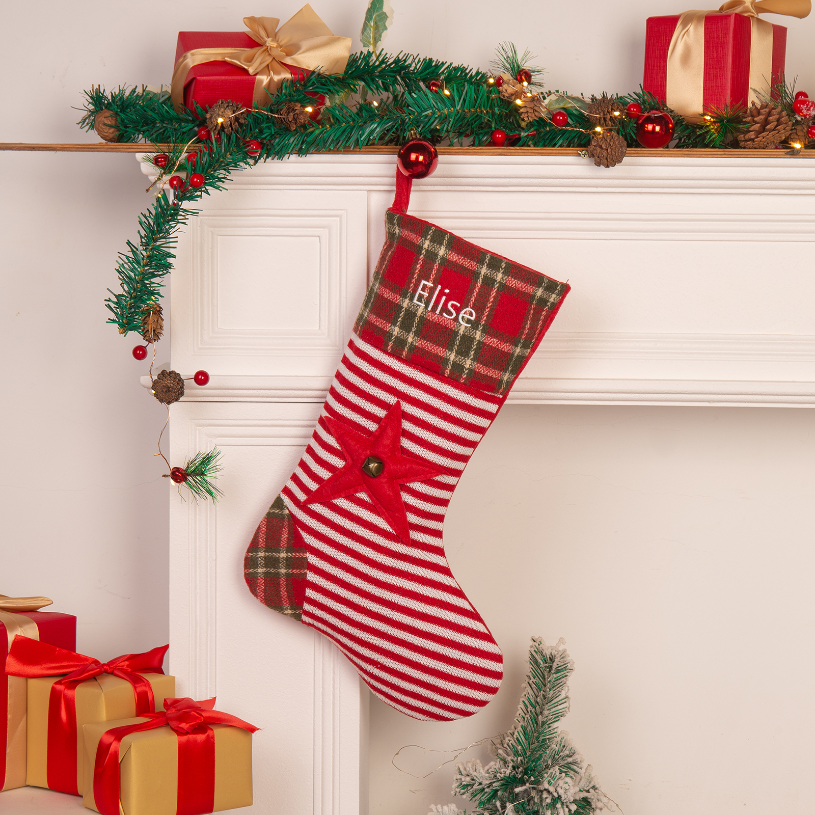 Personalised Christmas Stocking Ornaments Custom 1 Name Gift Bag Christmas Gifts for Family and Friends-Jessemade AU