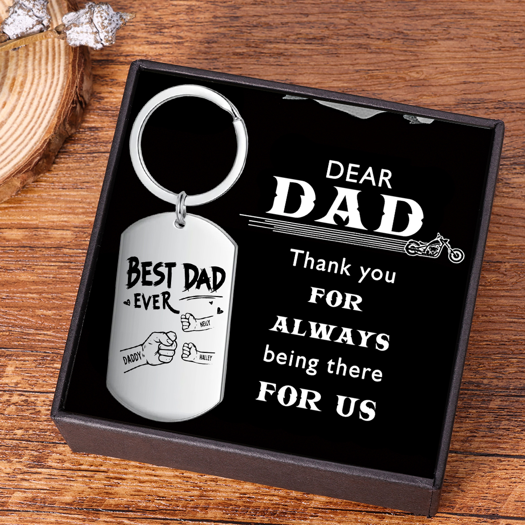Personalised 3 Names Keychain Custom Fist Bump Keychain Father's Day Gifts - Best Dad Ever-Jessemade AU