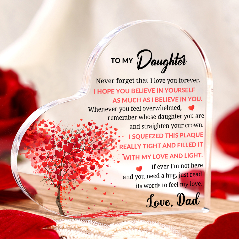 To My Daughter Acrylic Heart Keepsake Red Tree Ornament - Never Forget That I Love You Forever-Jessemade AU