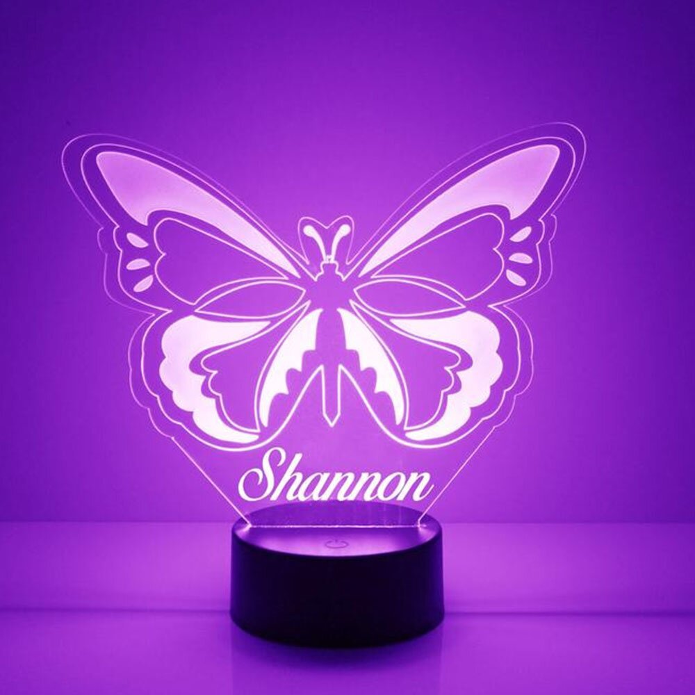 Engraved 1 Names Butterfly Night Light 7 colour Discoloured Lamp Custom Name Home Decoration Gifts-Jessemade AU