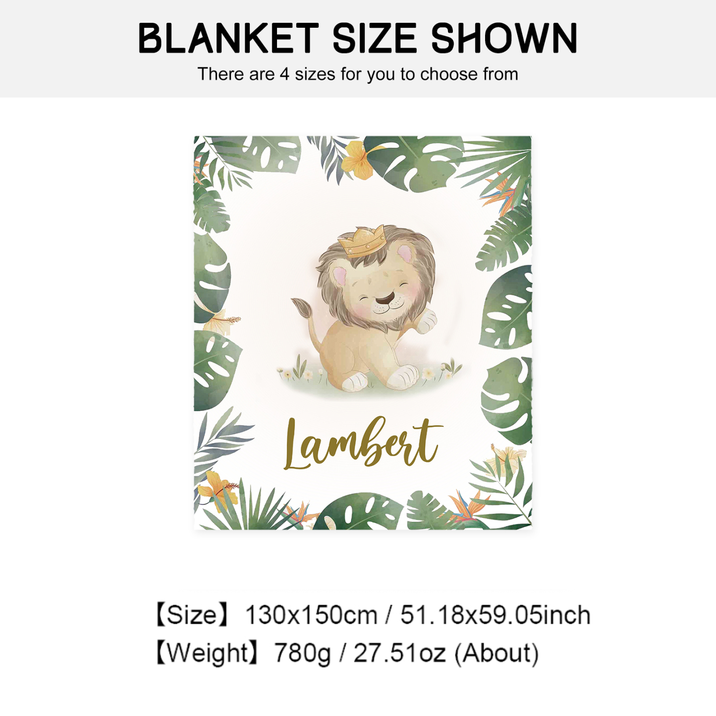 Personalised Lion Blanket Custom Name Cute Cartoon Blanket-Jessemade AU
