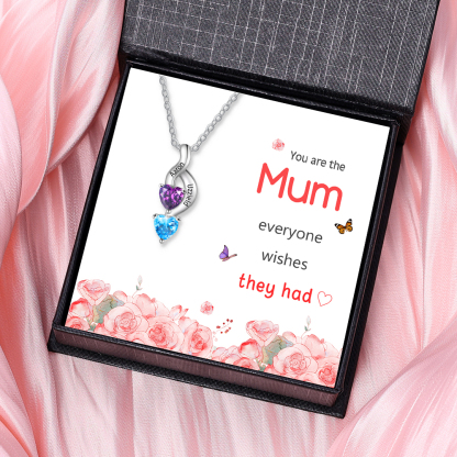 2 Names - Personalised Pendant Necklace Customised Names & Birthstones Necklace Birthday Gift for Women Girls-Jessemade AU