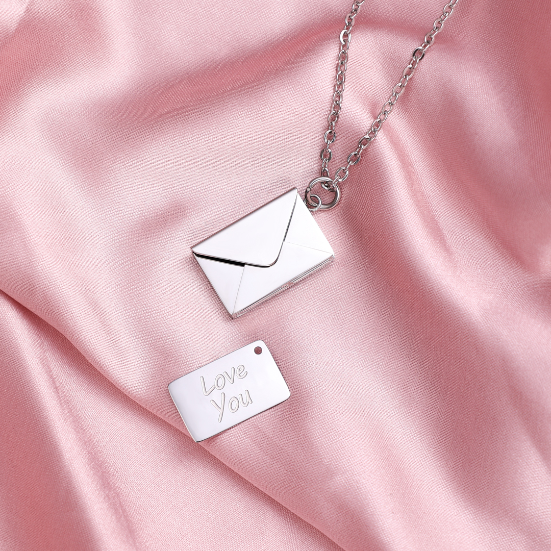 Personalised Envelope Locket Necklace Engrave Secret Love Letter Necklace Romantic Gifts-Jessemade AU