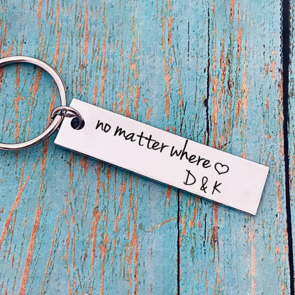 Personalised Couple Keychain Custom 2 Letters Keyring "No Matter Where" Valentine's Day Gifts-Jessemade AU