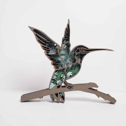 Hummingbird Totem Wooden Home Decoration 3D Carving Animal Night Light Carving Handcraft Gift-Jessemade AU