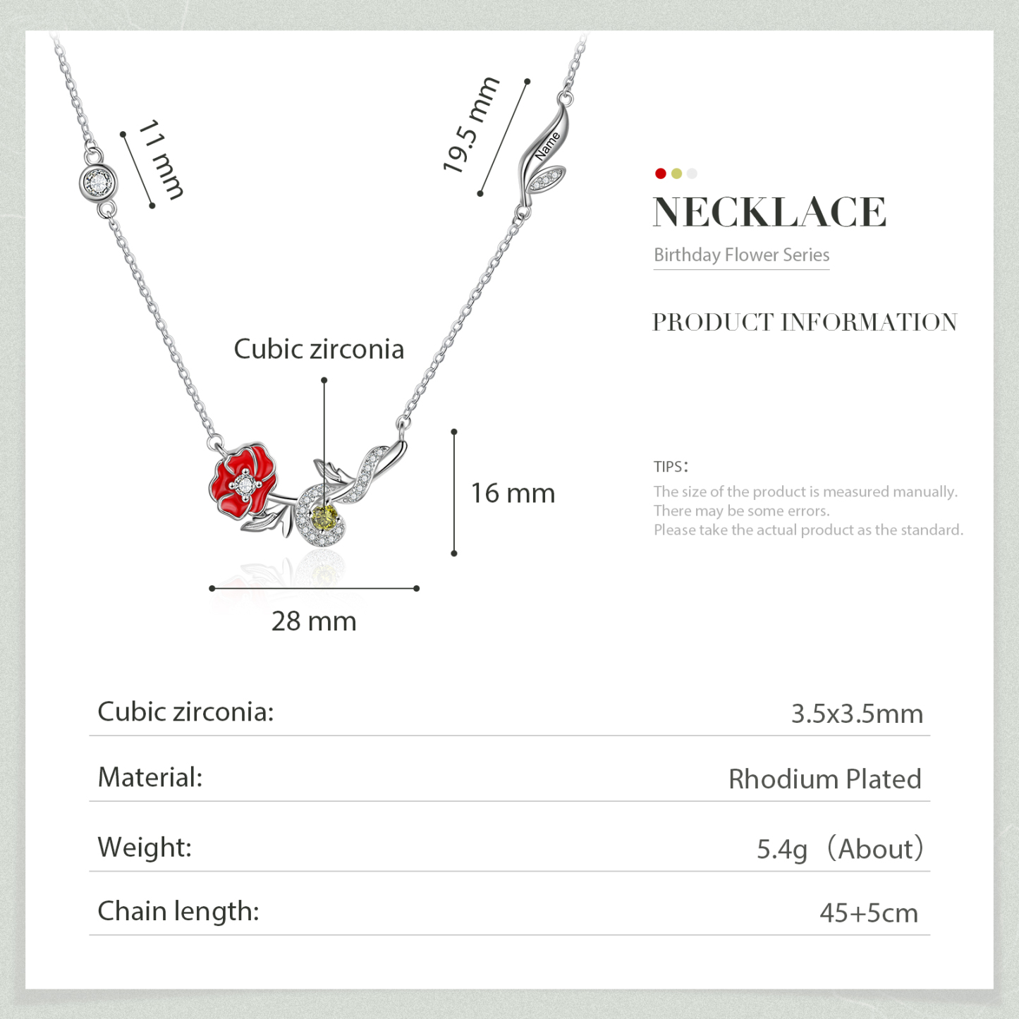 Personalised August Birthflower Necklace With Birthstone Best Gift For Her-Jessemade AU