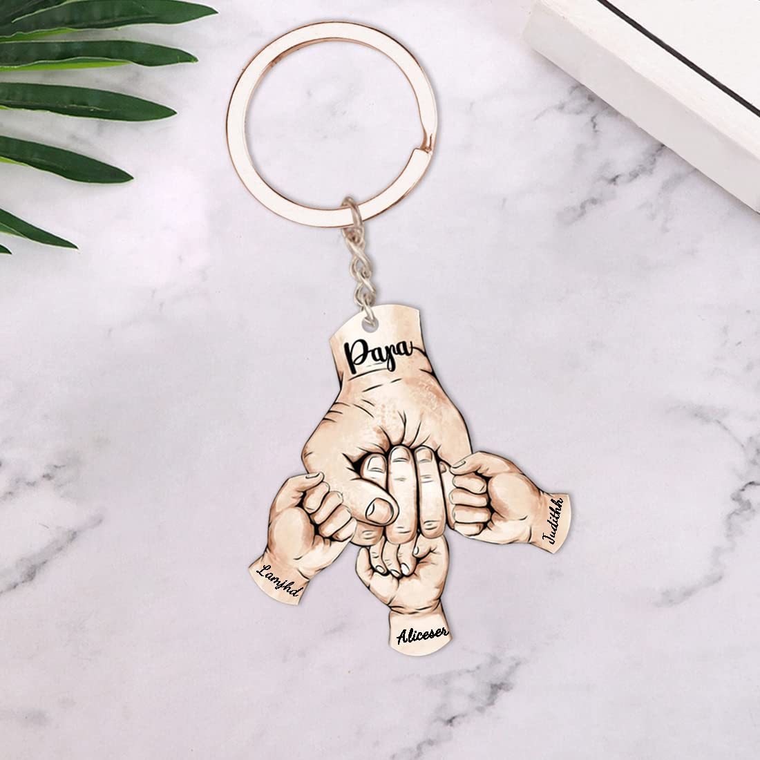 Personalised Fist Bump Keychain Engrave 2 Names Acrylic Keyring Father's Day Gifts-Jessemade AU
