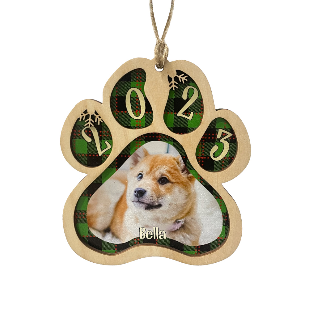 Personalised Christmas Dog Paw Ornament Custom Name & Photo & Year Christmas Gifts-Jessemade AU
