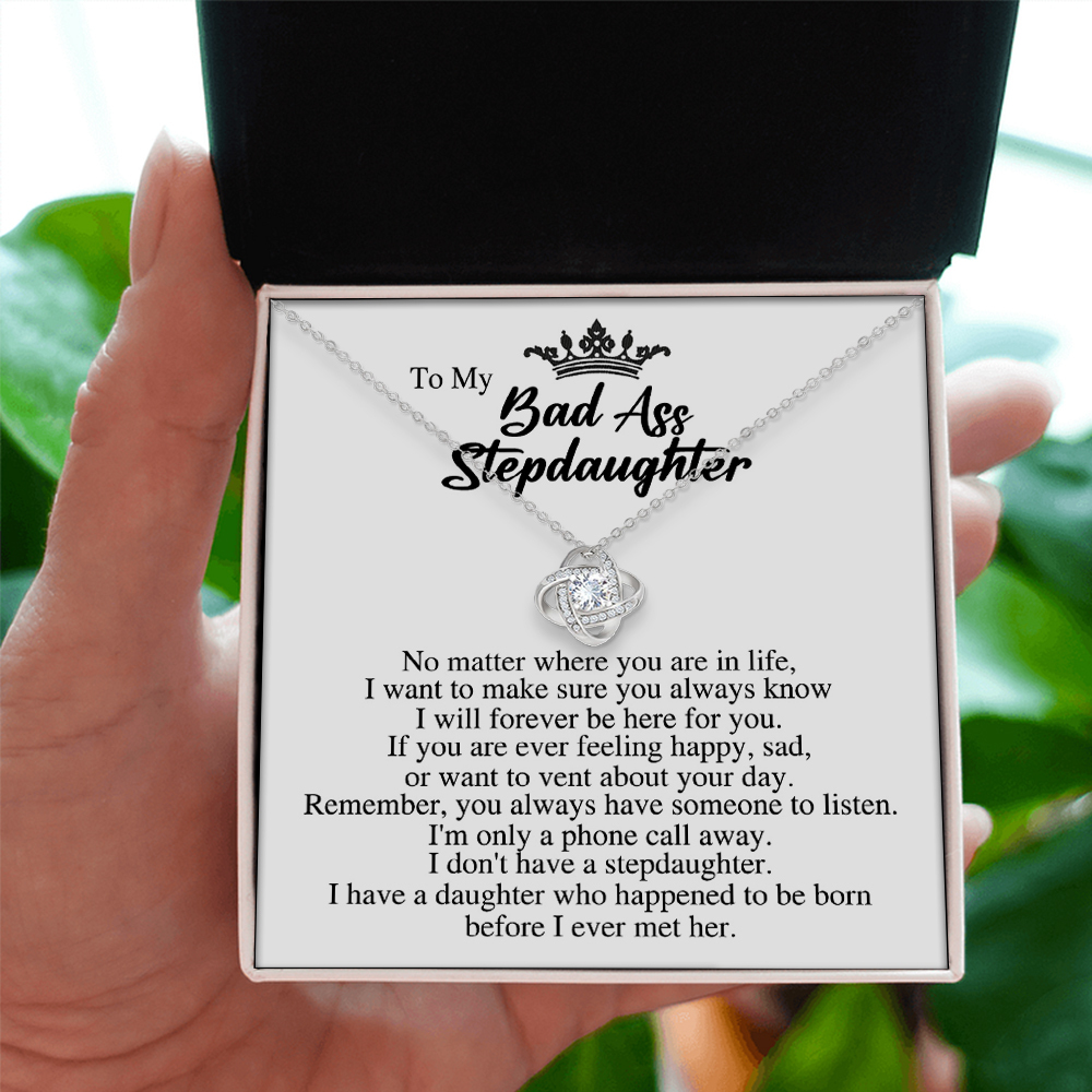 To My Stepdaughter - S925 Love Knot Necklace "I Have A Daughter Who Happened To Be Born Before I Ever Met Her" Gifts For Daughter-Jessemade AU