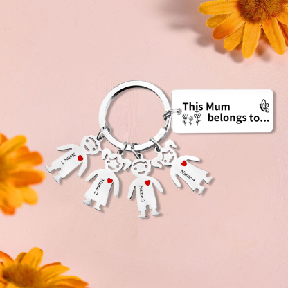 4 Names - Personalised Keychain with Kid Charms Engraved Names Keychain Mother's Day Gift for Mum/Nan-Jessemade AU