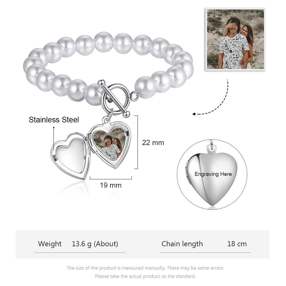 Personalised Heart Photo Locket Bracelet Custom Photo Bracelet Gifts For Her-Jessemade AU