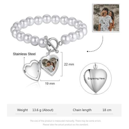 Personalised Heart Photo Locket Bracelet Custom Photo Bracelet Gifts For Her-Jessemade AU