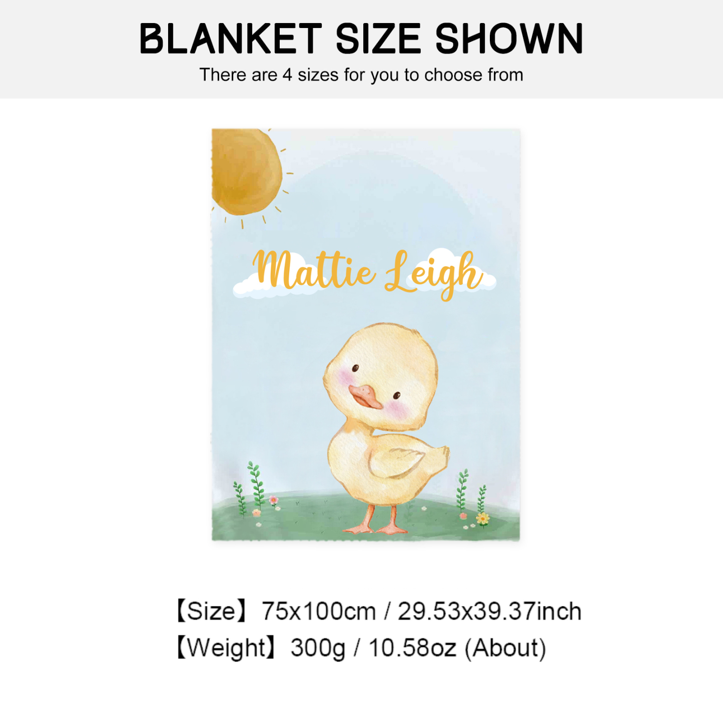 Personalised Chick Blanket Custom Name Cute Cartoon Blanket-Jessemade AU