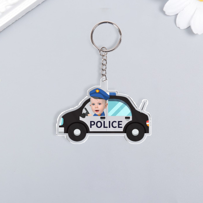Personalised Police Car Acrylic Keychain Custom Photo Funny Hanging Ornament Back to School Gift for Kids-Jessemade AU