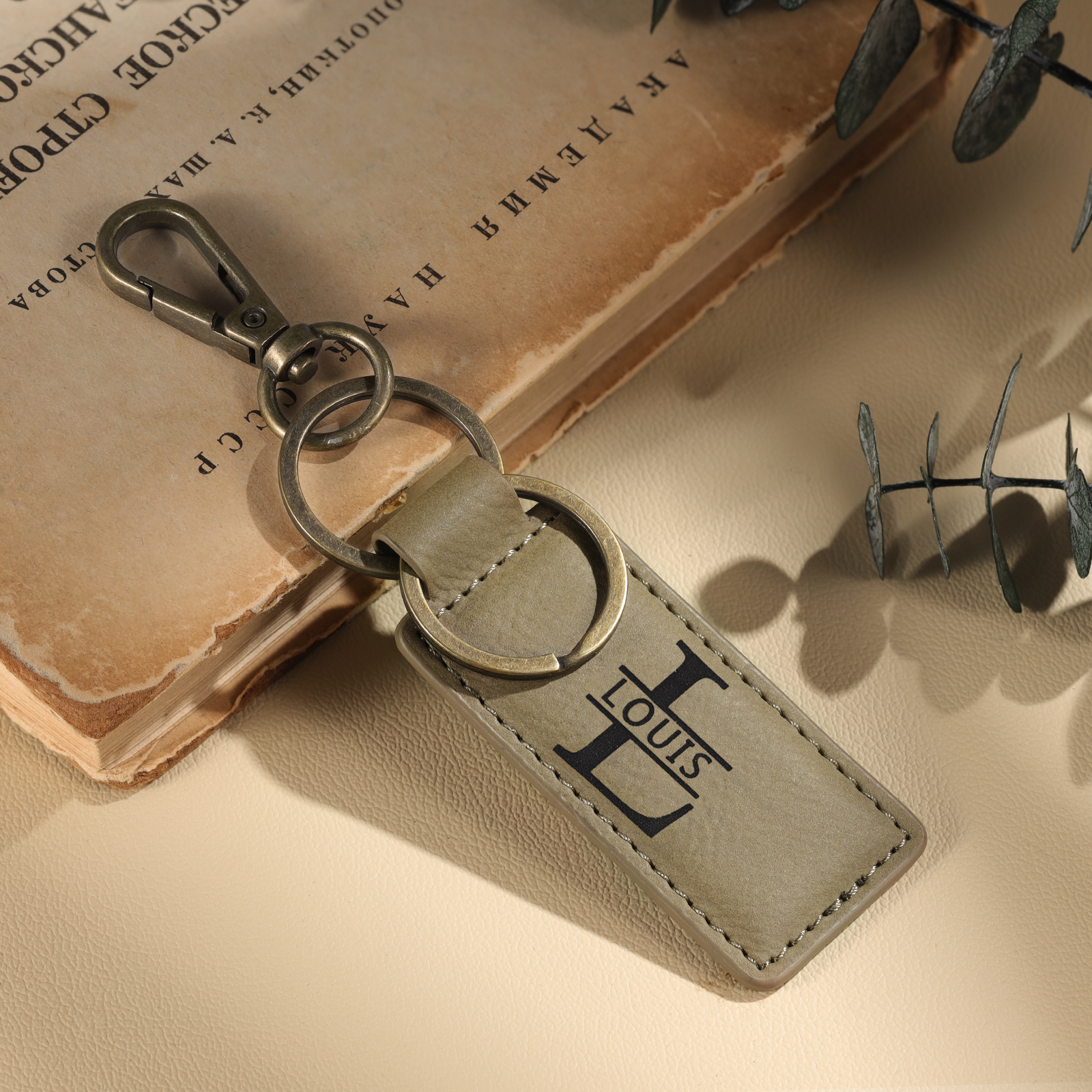 Personalised Men's Leather Keychain Custom Name & Letter Keychain Brown Valentine's Gift for Him-Jessemade AU