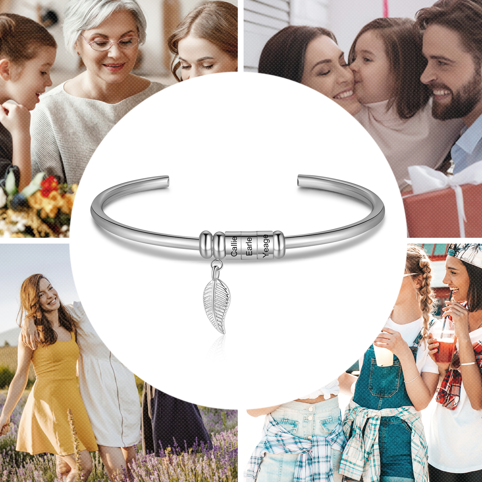 3 Beads Bracelet with a leaf-Jessemade AU