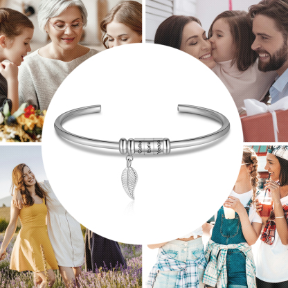 3 Beads Bracelet with a leaf-Jessemade AU
