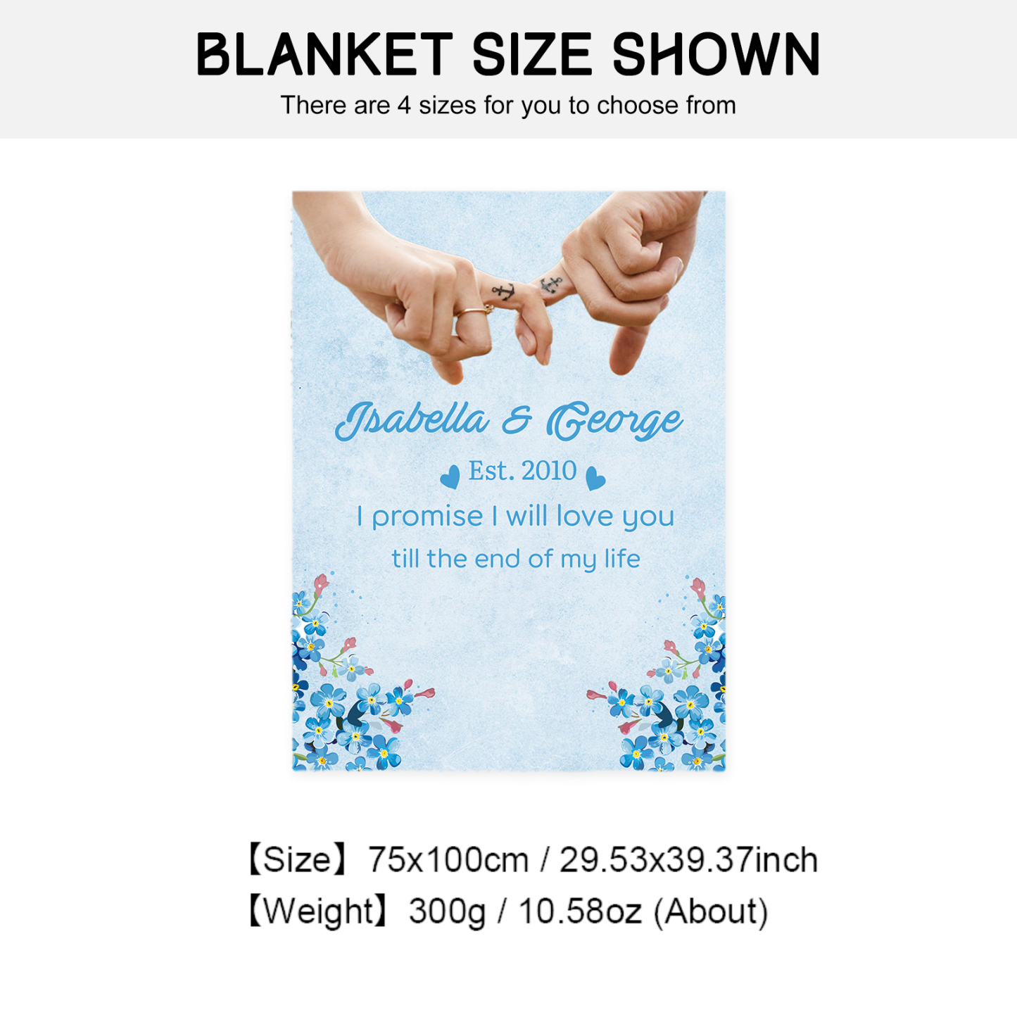 Personalised Couple Blanket Finger Gesture Promise Blanket-Jessemade AU