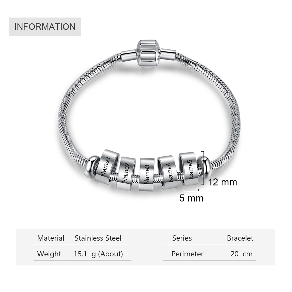 Personalised Men's 5 names Bracelet For Dad-Jessemade AU