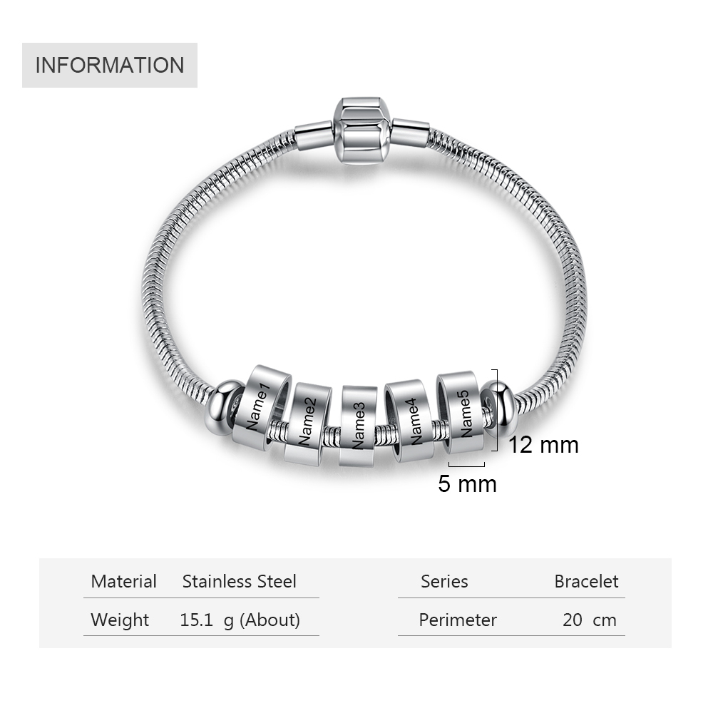 Personalised Men's 5 names Bracelet For Dad-Jessemade AU