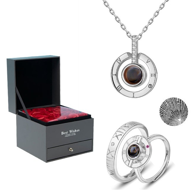 Personalised 100 Languages Projection Necklace Engraved  " I LOVE YOU" Heart Necklace Gifts For Her-Jessemade AU