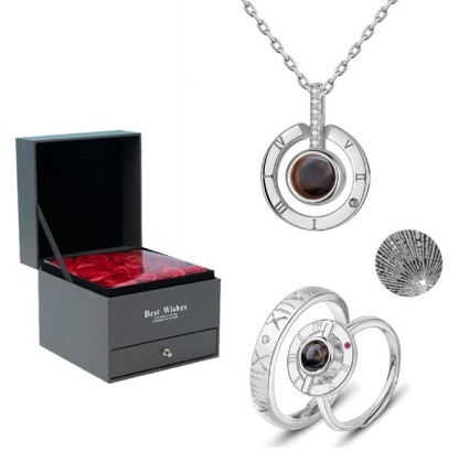 Personalised 100 Languages Projection Necklace Engraved  " I LOVE YOU" Heart Necklace Gifts For Her-Jessemade AU