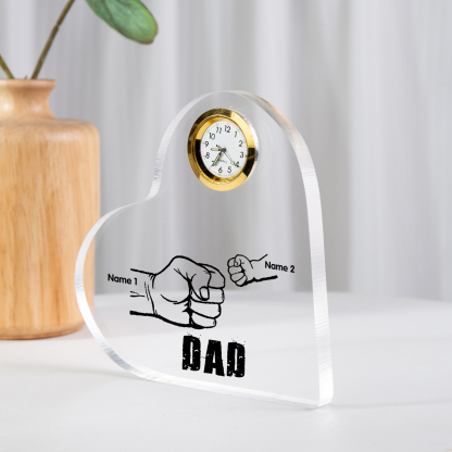 Father's Day Gifts Acrylic Heart Keepsake Personalised Fist Bump Heart Sign with 2 Names-Jessemade AU