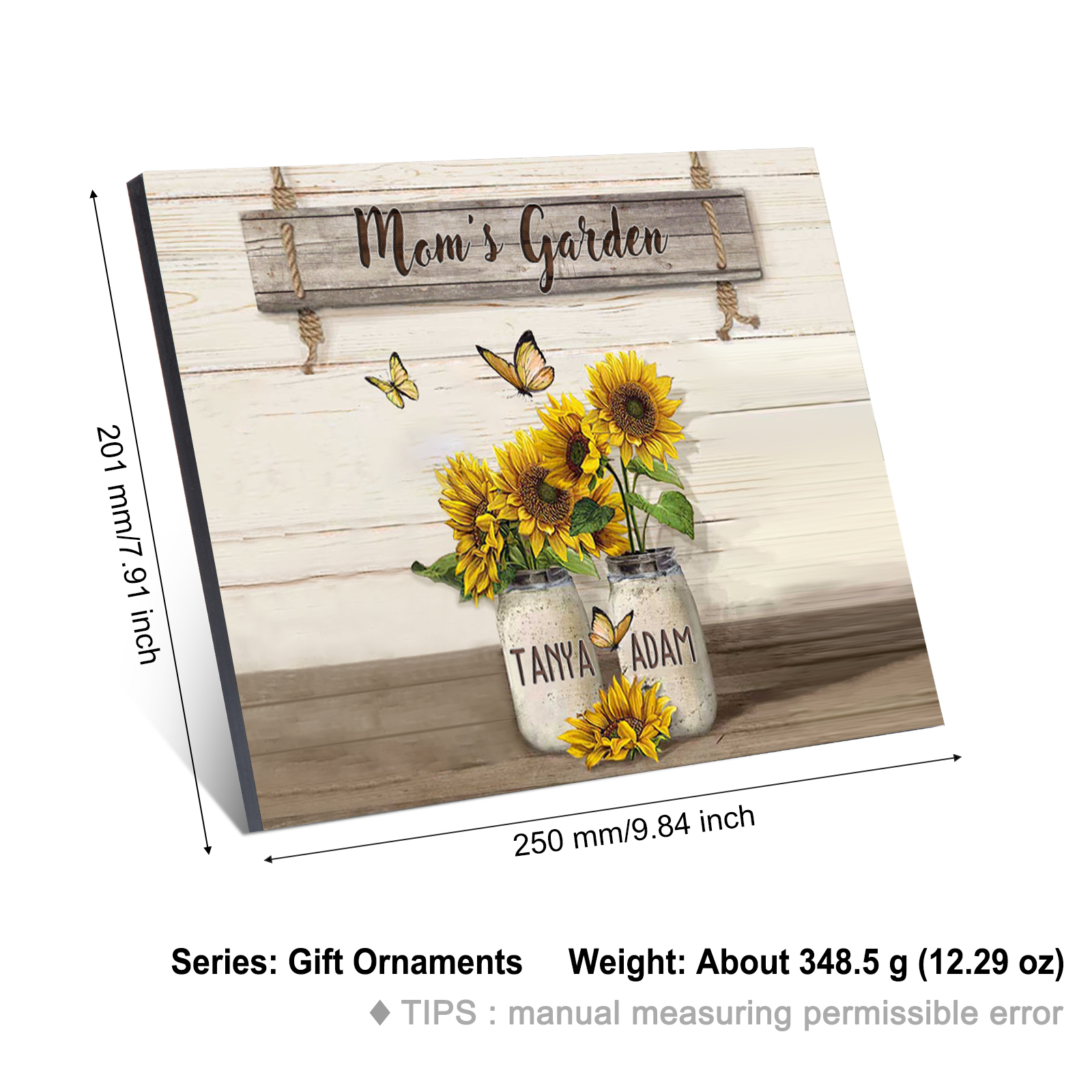 2 Names - Personalised Wooden Plaque Sunflowers Customised with Text Home Decoration Gift for Mother/Grandma-Jessemade AU