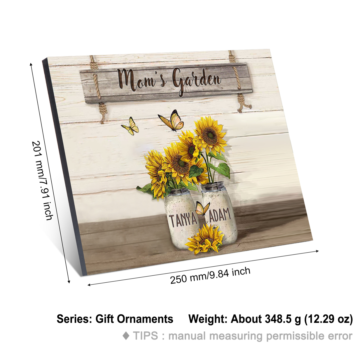 2 Names - Personalised Wooden Plaque Sunflowers Customised with Text Home Decoration Gift for Mother/Grandma-Jessemade AU