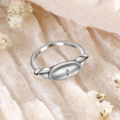 Customised 1-3 Birthflowers Ring Personalised Oval Plaque Ring Gifts for Her-Jessemade AU