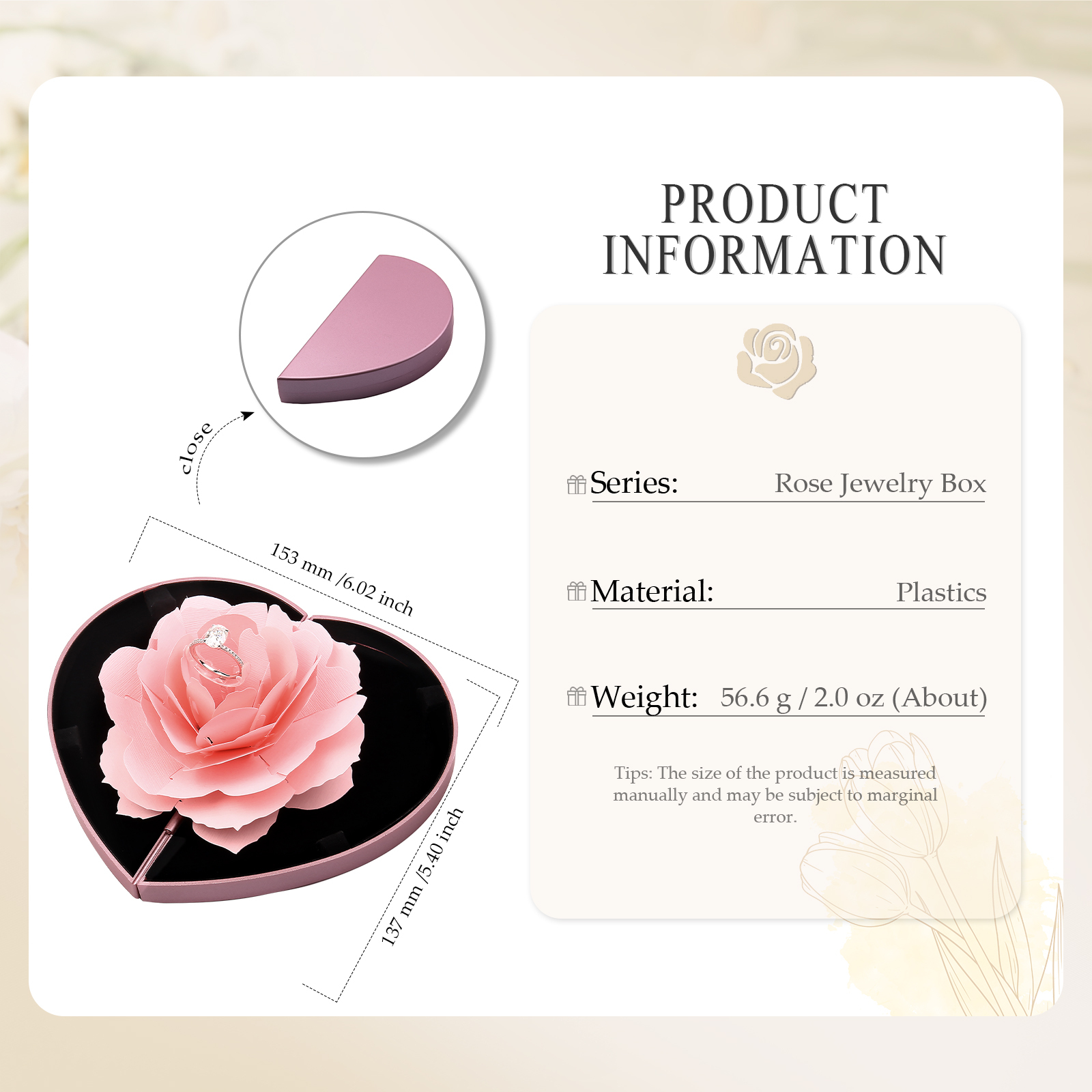 Ring Gift Box Rose Exquisite Jewelry Box Valentine's Day Gift Packaging Box-Jessemade AU