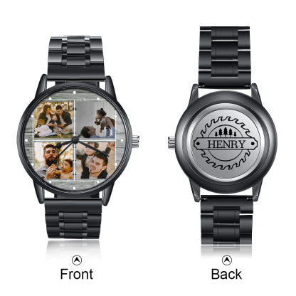 Personalised Photo Watch Custom 4 Photos Mechanical Watch Gifts for Him-Jessemade AU