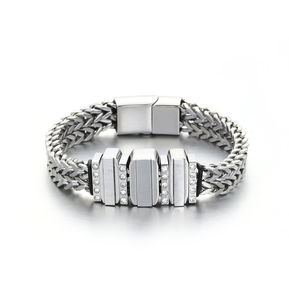 Mens Bracelet with Customised Beads Personalised Cuban Chain Bracelet Engraved 3 Names-Jessemade AU