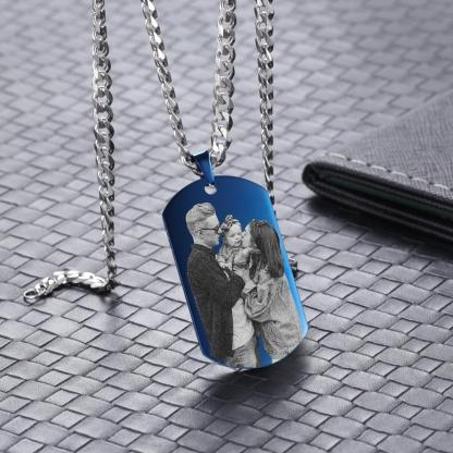 Personalised Photo Tag Necklace Custom Photo Cuban Chain Necklace Gifts For Father-Jessemade AU