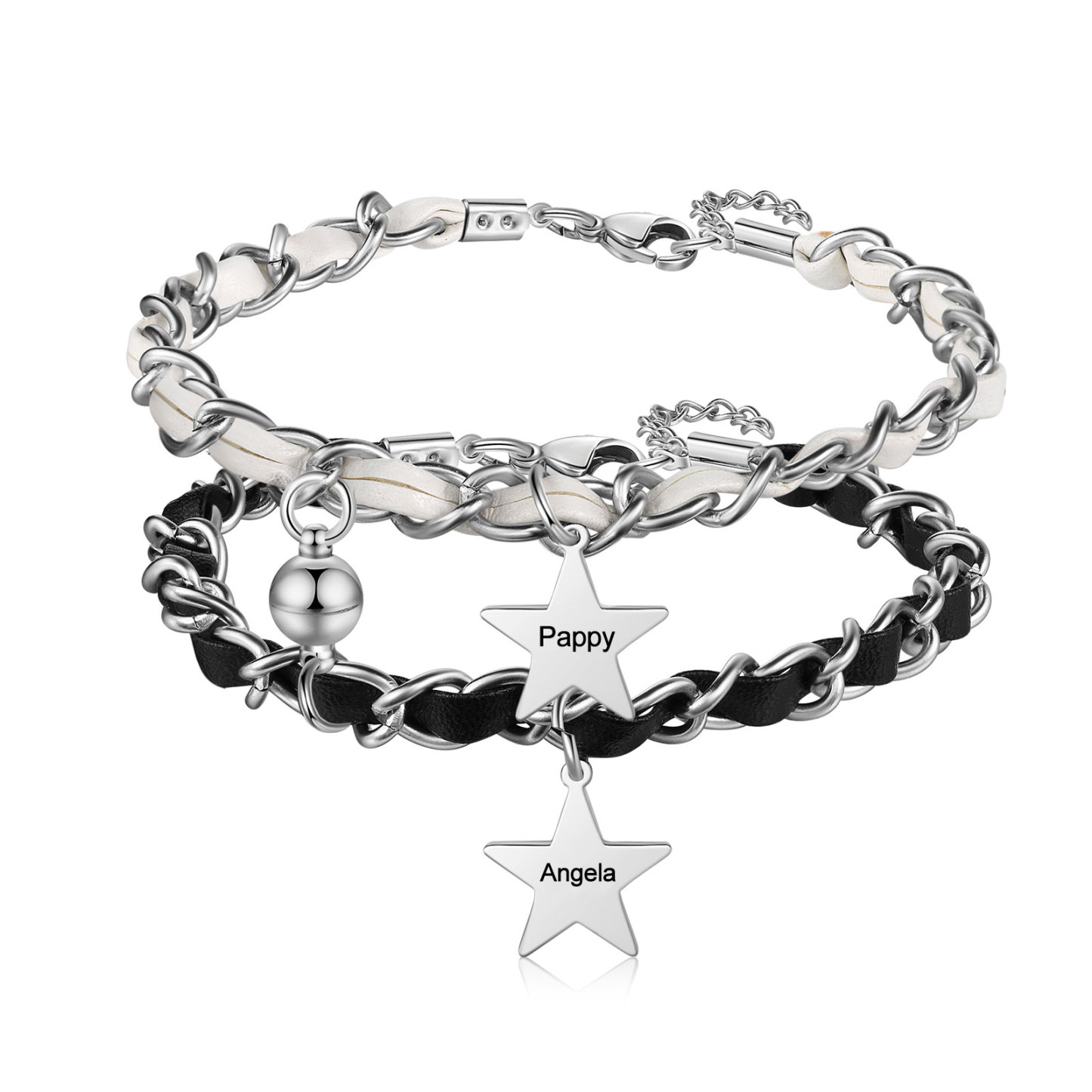 Personalised 2 Names Couple Bracelet Set Adjustable Bracelet Star Gift for Couples-Jessemade AU