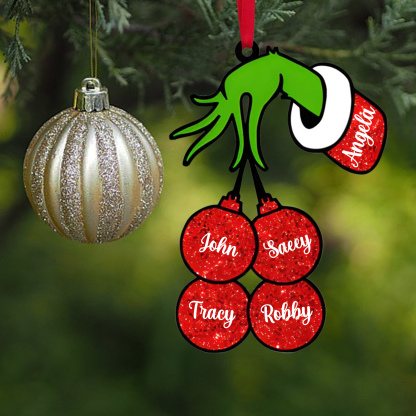 5 Names - Personalised Wooden Christmas Ornaments Customised Name Grinch Christmas Ornament Gifts for Family Friends-Jessemade AU