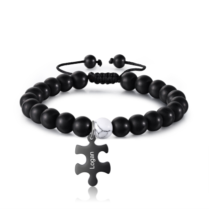 Personalised Puzzle Bracelet Set Customised 2 Names Beaded Bracelet Gift for Couples-Jessemade AU