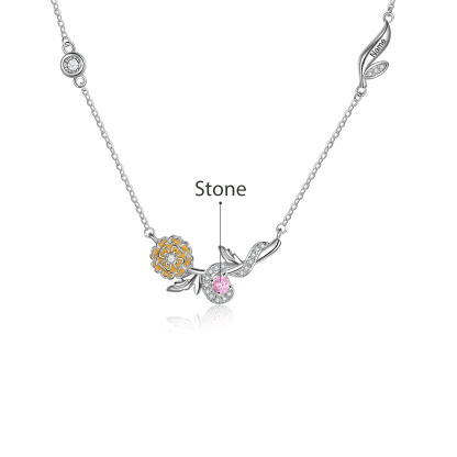 Personalised October Birthflower Necklace With Birthstone Best Gift For Her-Jessemade AU
