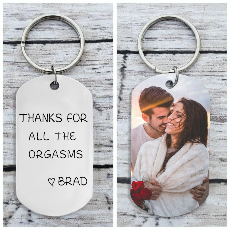 Personalised Photo Keychain with Name for Couple "Thanks for All the Orgasms"-Jessemade AU