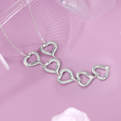 Personalised 6 Hearts Necklaces Custom 6 Family Names Necklaces Gift For Mother-Jessemade AU