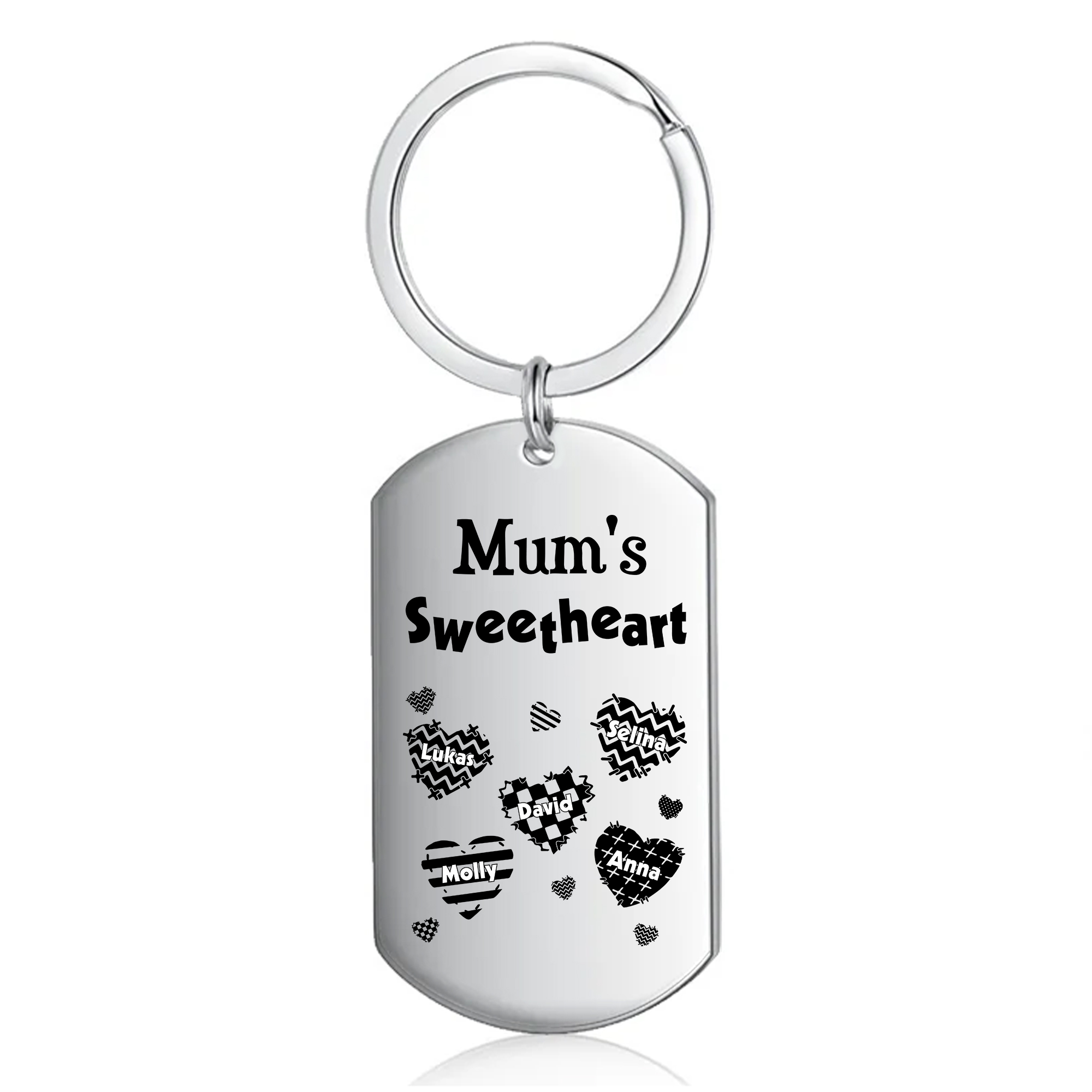 Personalised 5 Names Keychain Hearts Family Keychain Mother's Day Gift - Mum's Sweetheart-Jessemade AU