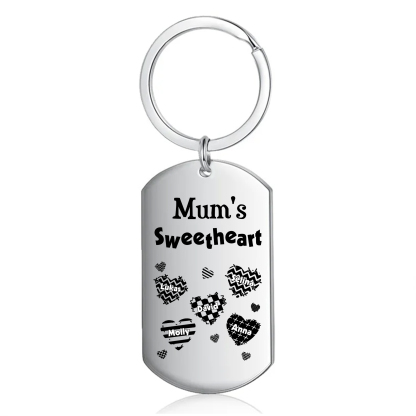 Personalised 5 Names Keychain Hearts Family Keychain Mother's Day Gift - Mum's Sweetheart-Jessemade AU