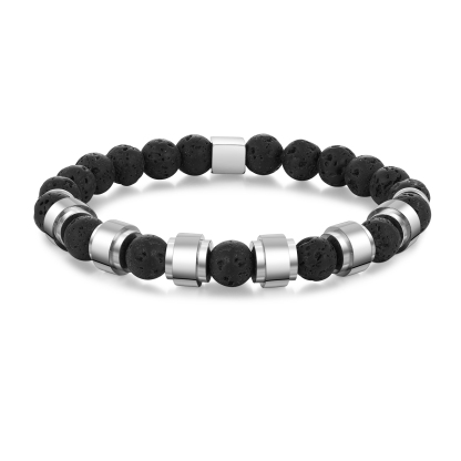 Personalised Lava Rock Bracelet with 6 Names Men's Bracelet Gifts For Him-Jessemade AU