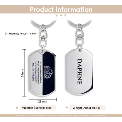 To My Badass Daughter Crown Keychain Custom Name Stainless Steel Keyring "I Will Love You Always"-Jessemade AU