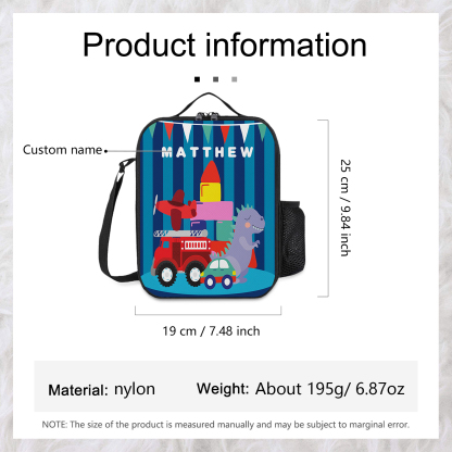 Custom Name Lunch Bag Personalised Blue Stripes Lunch Box Gifts for Kids-Jessemade AU