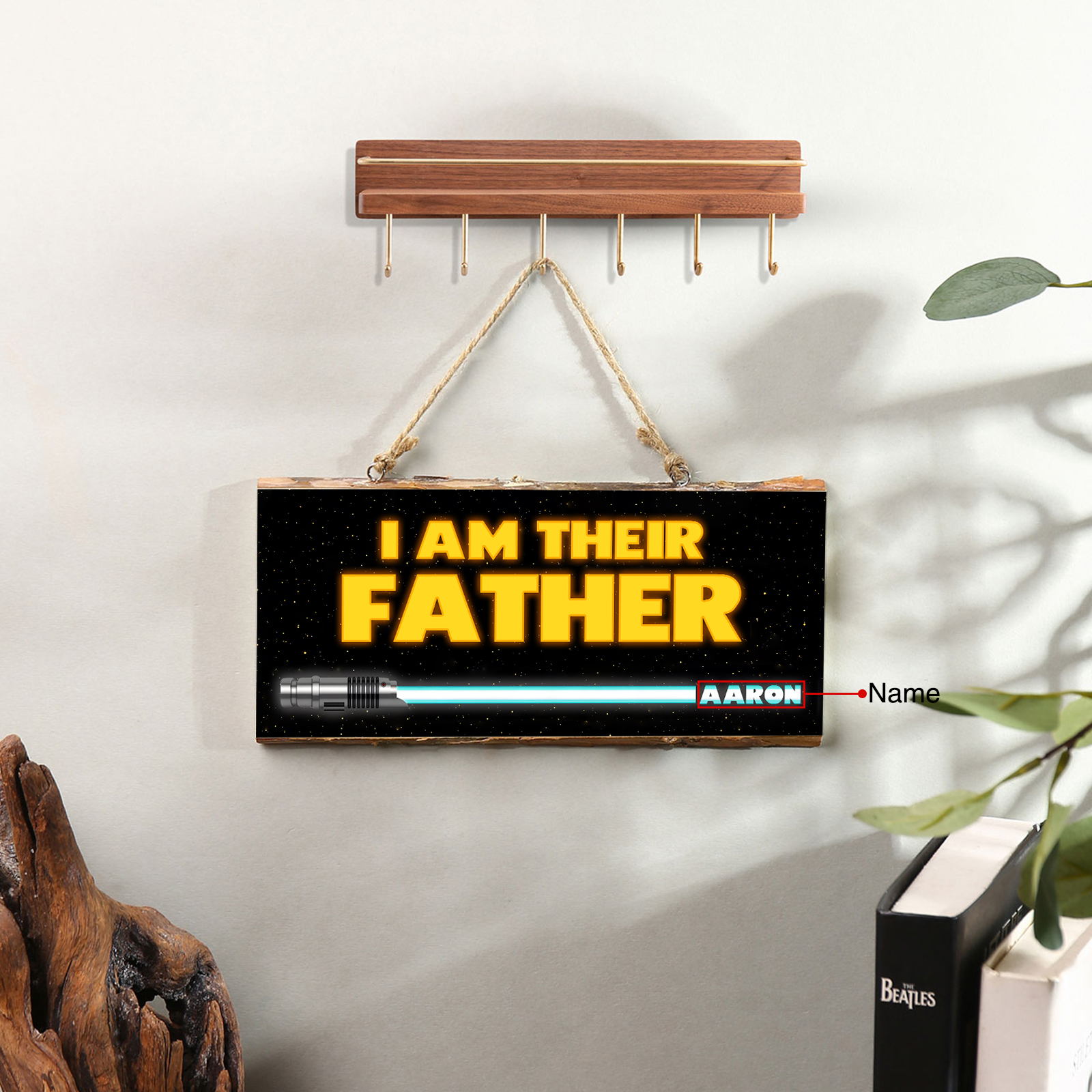 1 Name - Personalised Rectangle Hanging Ornament "I Am Their Father" Wooden Sign Home Decor Gifts for Dad-Jessemade AU