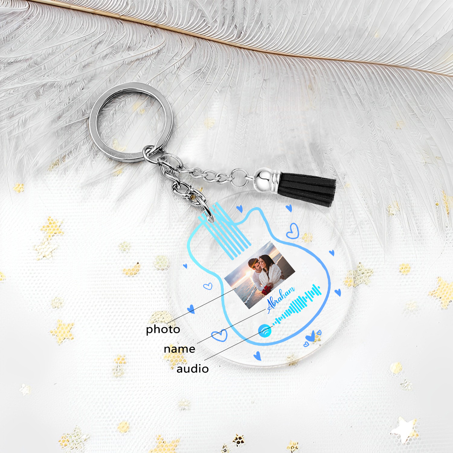 Personalised Spotify Code Keyring Custom Photo & Name Acrylic Scannable Music Keychain Valentine's Day Gift for Couples-Jessemade AU