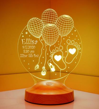 Personalised balloon Name Night Light Engraved Lamp-Jessemade AU