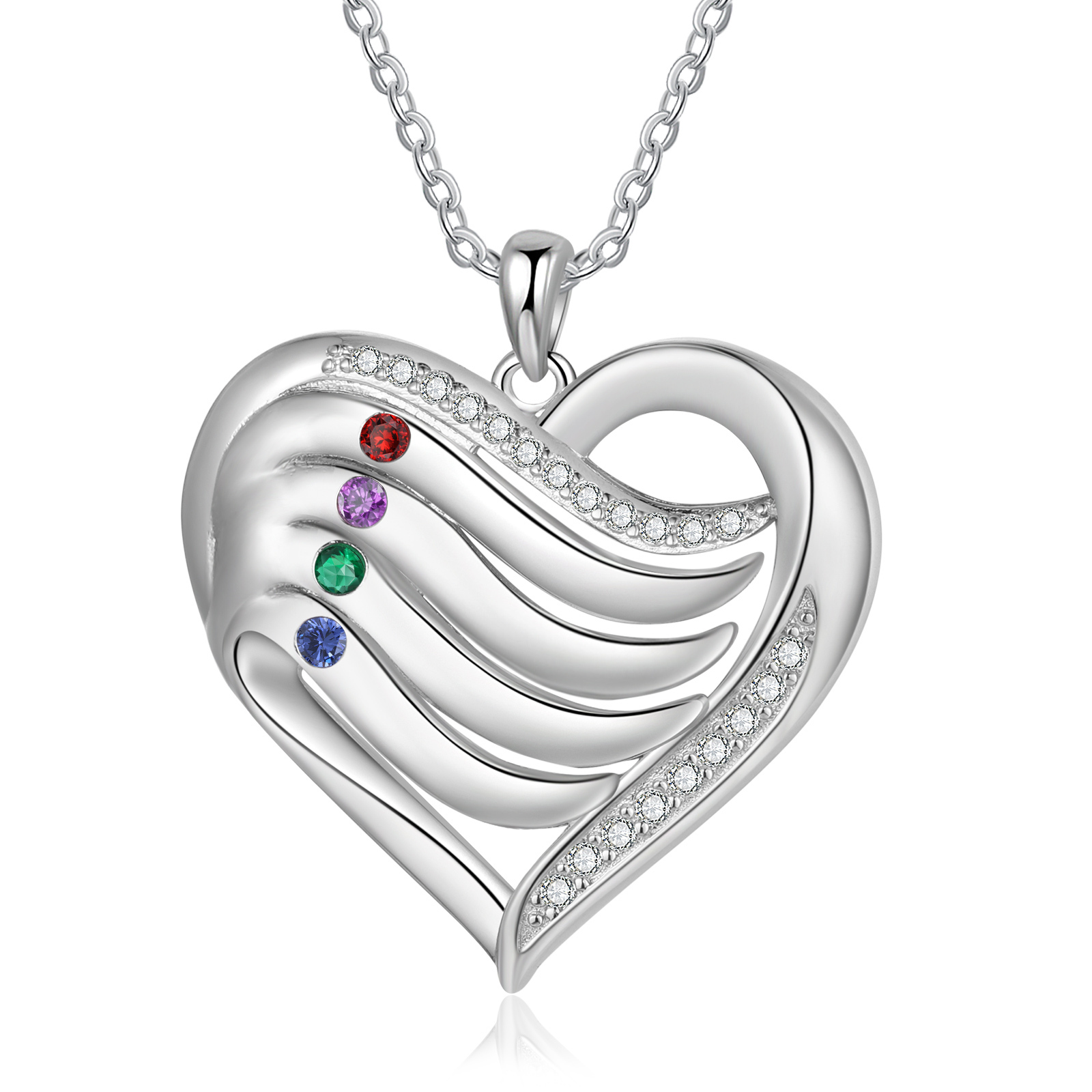Personalised Intertwined Heart Pendant Necklace Custom 4 Birthstones & 4 Names Necklace Gifts for Her-Jessemade AU