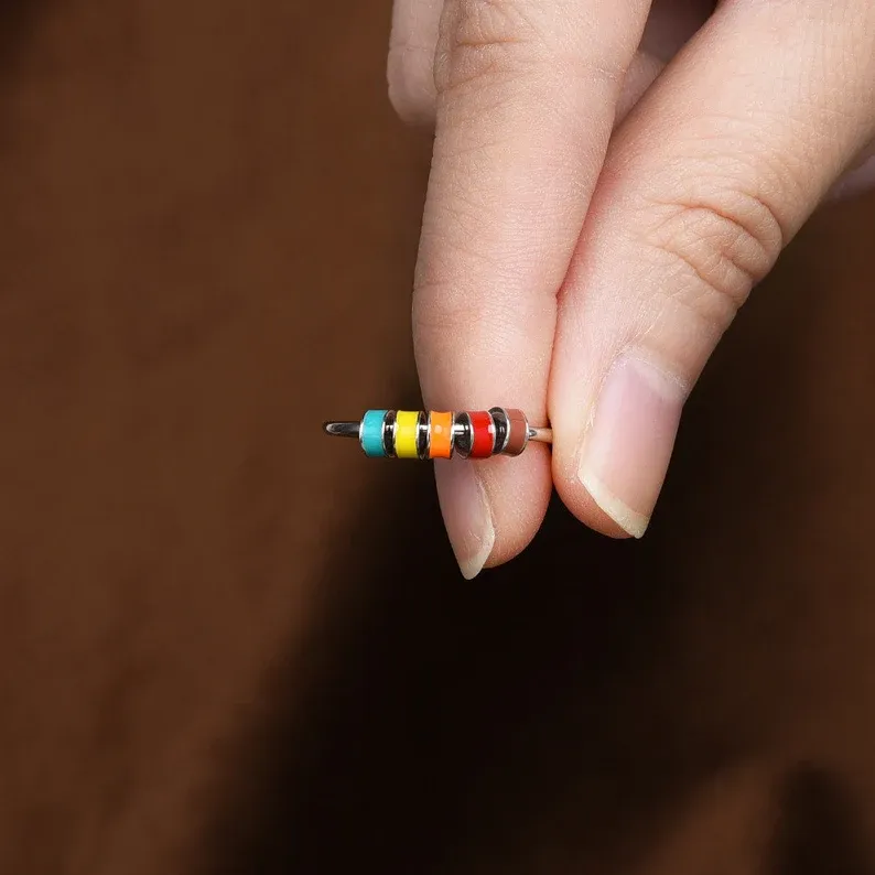 For Daughter-S925 Colourful Beads Fidget Ring Anxiety Spinning Ring" Your anxiety is lying to you"-Jessemade AU